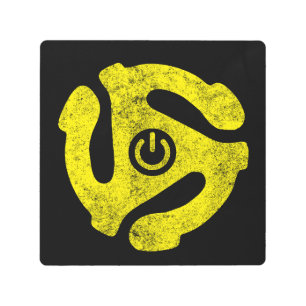 45 RPM Adapter Power Symbol Sticker Retro Vinyl Metal Print