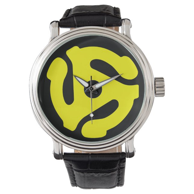 45 rpm adapter watch (yellow on black) (Front)