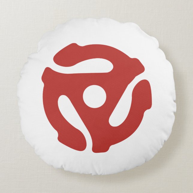 45 RPM Record Adapter Audiophile Round Pillow (Front)