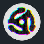 45 rpm Record Adapter Cutting Board<br><div class="desc">This is a classic design of a 45 rpm record adapter for vinyl records (IYKYK).  This design is updated with a colorful glitch effect to make it modern and fun.  This cool cutting board would make a great gift for a music lover or vinyl record collector from any generation.</div>