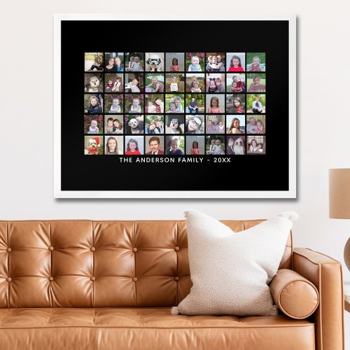 45 Square Photo Collage Grid with Text _ black Poster