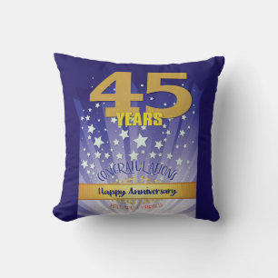 45 Year CUSTOM NAME 12 Step Anniversary Big Number Throw Pillow