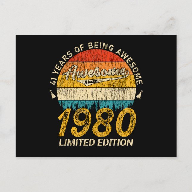 45 Year Old 1980 Retro Awesome 45th Birthday Gift Postcard (Front)
