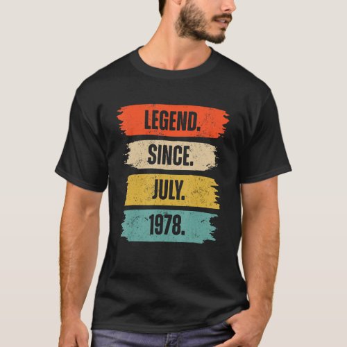 45 Year Old  Legend Since July 1978 45th Birthday T_Shirt