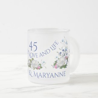 45 Years of Love Anniversary White Roses Custom Mug