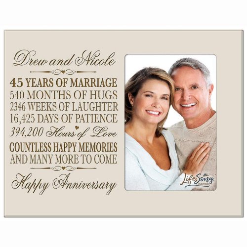 45 Years of Marriage Ivory Wooden Picture Frame