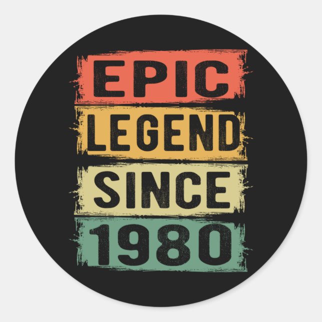 45 Years Old Bday 1980 Epic Legend 45th Birthday Classic Round Sticker (Front)