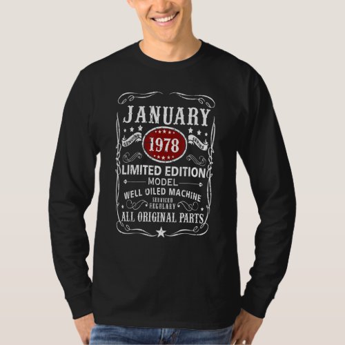 45 Years Old Vintage January 1978 Birthday Men Wom T_Shirt