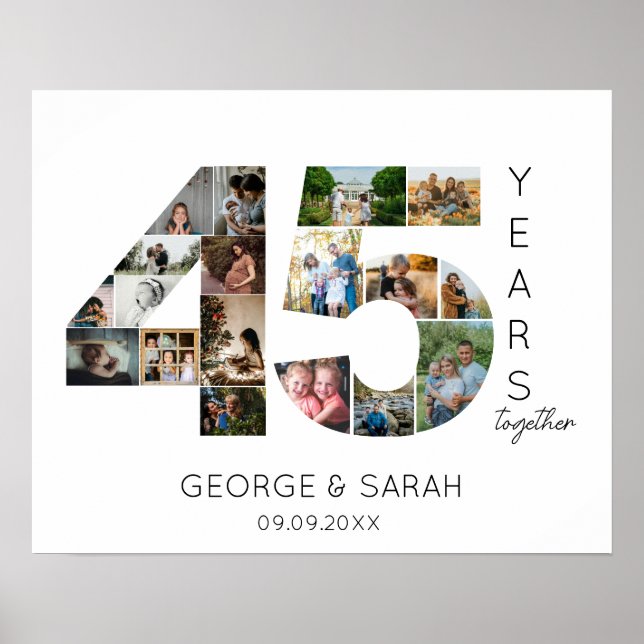 45 Years Photo Collage ruby Wedding Anniversary Poster (Front)