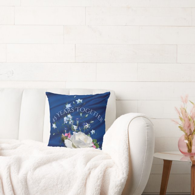 45 Years Together White Roses Anniversary Throw Pillow (Couch)