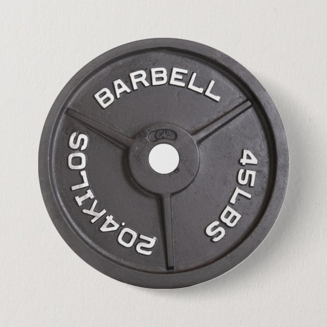 45lb Plate - Barbell Pinback Button (Front)