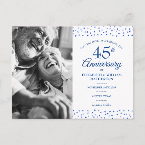 45th 65th Anniversary Hearts Save the Date Photo Announcement Postcard