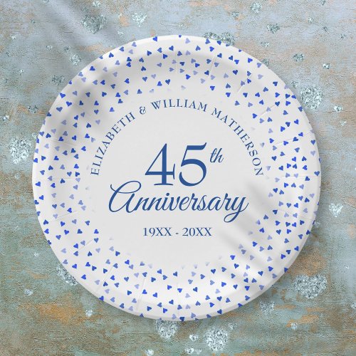 45th 65th Anniversary Love Hearts Confetti Paper Plates