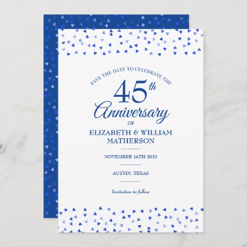 45th 65th Anniversary Love Hearts Save the Date Invitation