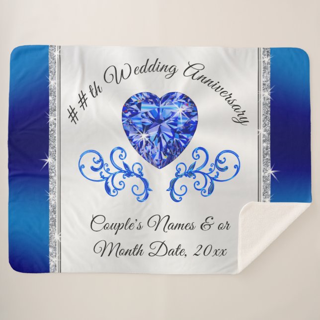 45th, 65th Personalized Wedding Anniversary Gifts Sherpa Blanket (Front (Horizontal))