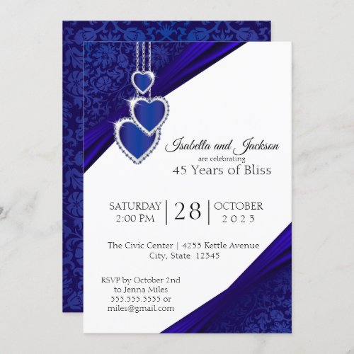 45th  65th Sapphire Anniversary Design Invitation
