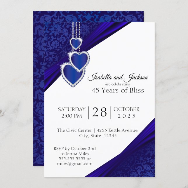 45th / 65th Sapphire Anniversary Design Invitation (Front/Back)