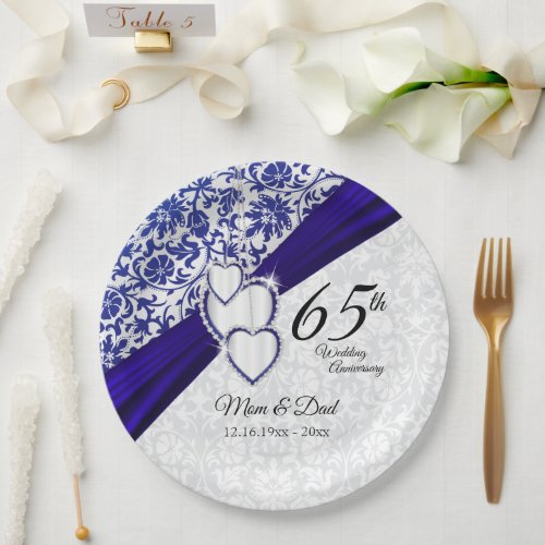 45th 65th Sapphire Blue Wedding Anniversary  Paper Plates