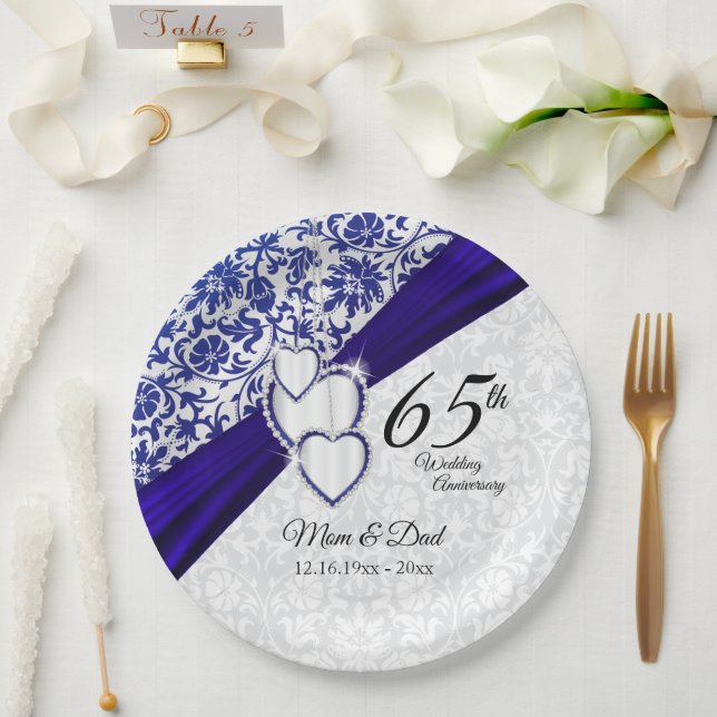 45th /65th Sapphire Blue Wedding Anniversary  Paper Plates (Wedding)