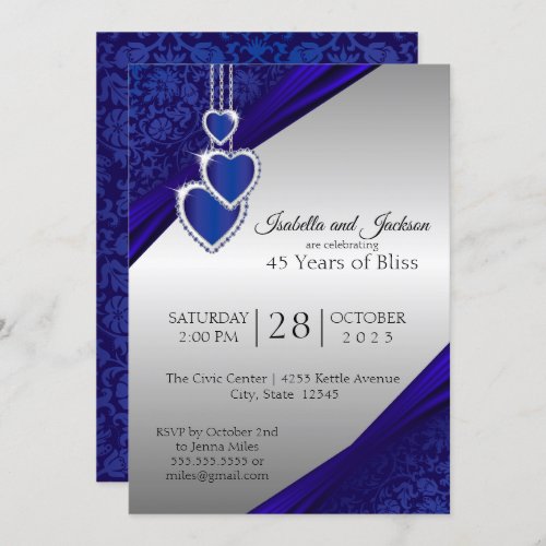 45th  65th Sapphire Silver Anniversary Design Invitation