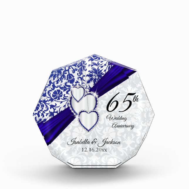 45th / 65th 💞 Sapphire Wedding Anniversary Acrylic Award (Front)