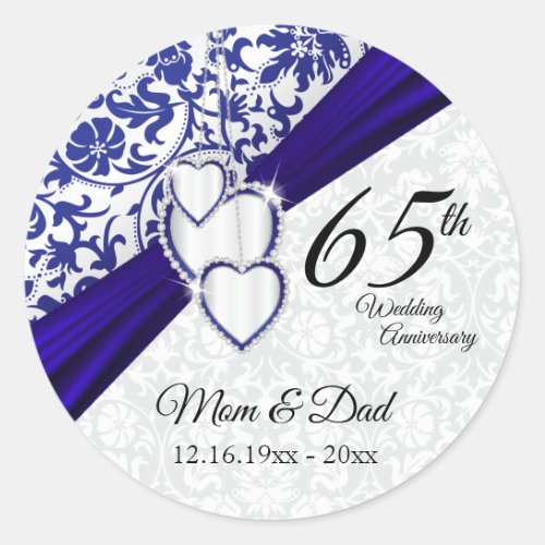 45th  65th Sapphire Wedding Anniversary Design Classic Round Sticker