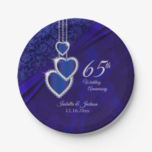45th /65th Sapphire Wedding Anniversary Design Paper Plates