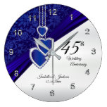 45th / 65th Sapphire Wedding Anniversary Keepsake Large Clock 45th / 65th Sapphire Wedding Anniversary Keepsake Large Clock
