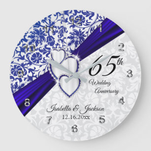 45th / 65th Sapphire Wedding Anniversary Large Clock