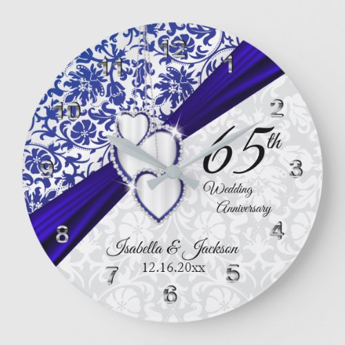 45th  65th Sapphire Wedding Anniversary Large Clock