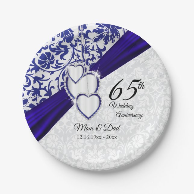 45th / 65th Sapphire Wedding Anniversary Paper Plates (Front)