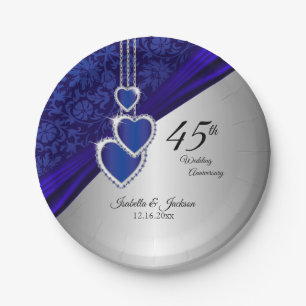 45th / 65th Sapphire Wedding Anniversary Paper Plates
