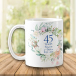 45th 65th Wedding Anniversary Country Floral Coffee Mug<br><div class="desc">Featuring a delicate watercolor floral garland,  this chic botanical sapphire wedding anniversary mug can be personalized with your special anniversary information in elegant text. Designed by Thisisnotme©</div>