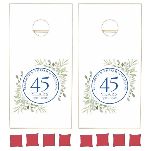 45th 65th Wedding Anniversary Greenery Watercolor Cornhole Set