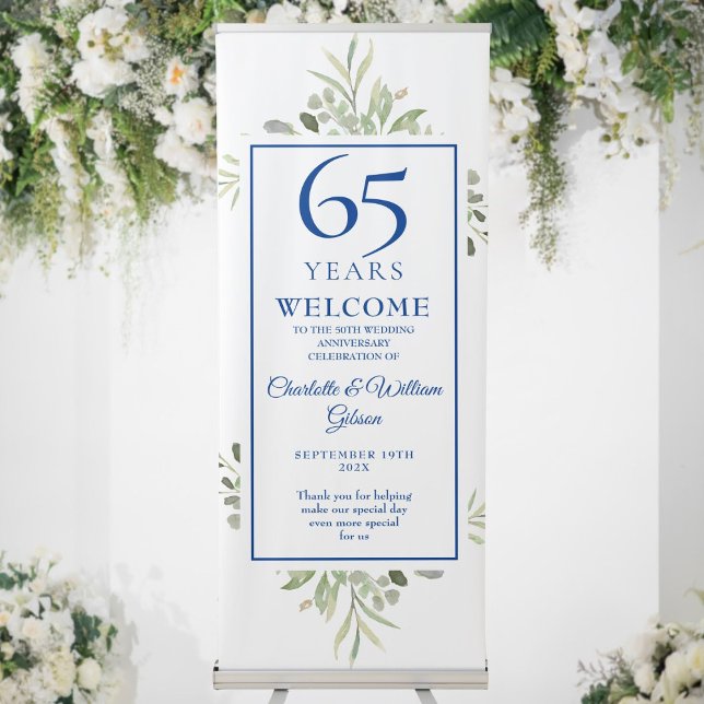 45th 65th Wedding Anniversary Greenery Welcome Retractable Banner (45th 65th Wedding Anniversary Greenery Welcome Retractable Banner)