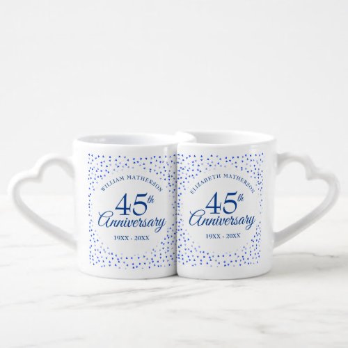 45th 65th Wedding Anniversary Hearts Confetti Coffee Mug Set