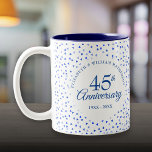 45th 65th Wedding Anniversary Hearts Confetti Two-Tone Coffee Mug<br><div class="desc">Featuring delicate hearts confetti. Personalize with your special sapphire anniversary details set in chic lettering. Designed by Thisisnotme©</div>