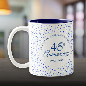 45th 65th Wedding Anniversary Hearts Confetti Two-Tone Coffee Mug
