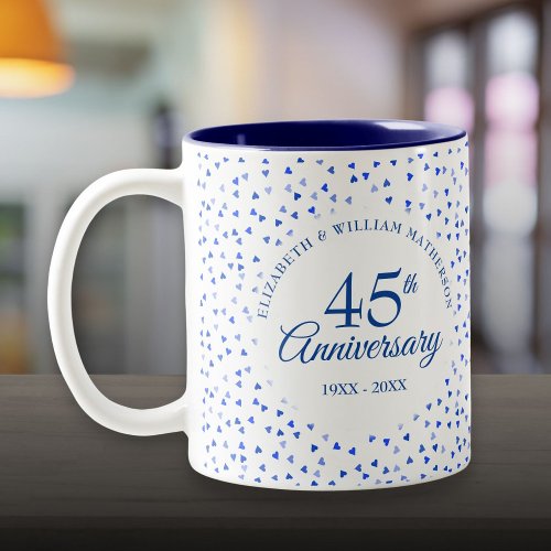45th 65th Wedding Anniversary Hearts Confetti Two_Tone Coffee Mug