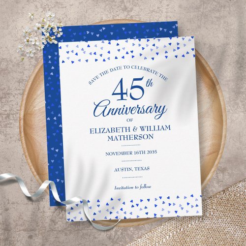 45th 65th Wedding Anniversary Hearts Save the Date Postcard