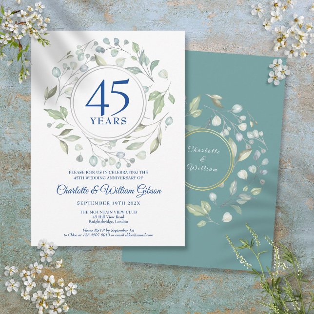 45th 65th Wedding Anniversary Laurel Greenery Invitation (45th 65th Wedding Anniversary Laurel Greenery Invitation)