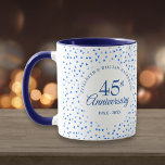 45th 65th Wedding Anniversary Love Hearts Confetti Mug<br><div class="desc">Featuring delicate sapphire blue hearts confetti. Personalise with your special 45th or 65th wedding anniversary details set in chic typography. Designed by Thisisnotme©</div>