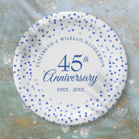 45th 65th Wedding Anniversary Love Hearts Confetti Paper Plates<br><div class="desc">Featuring delicate sapphire blue love hearts confetti. Personalise with your special 45th or 65th wedding anniversary details set in chic sapphire blue typography. Designed by Thisisnotme©</div>