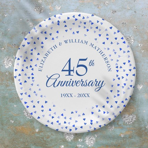 45th 65th Wedding Anniversary Love Hearts Confetti Paper Plates