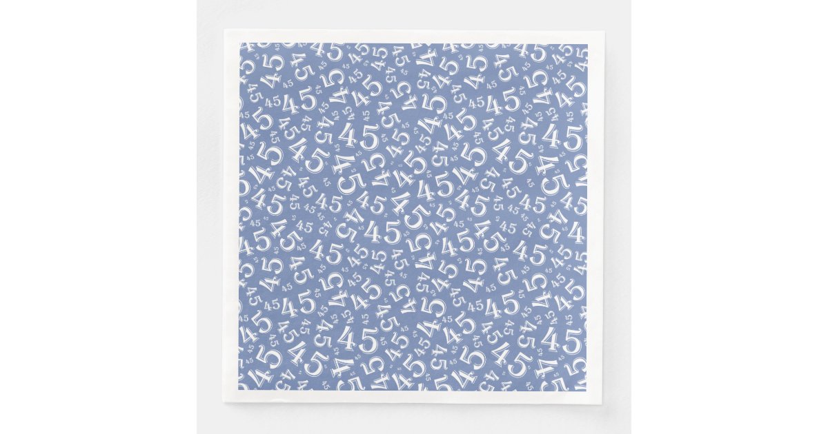 45th Age Random Number Pattern Blue/White Paper Dinner Napkins | Zazzle