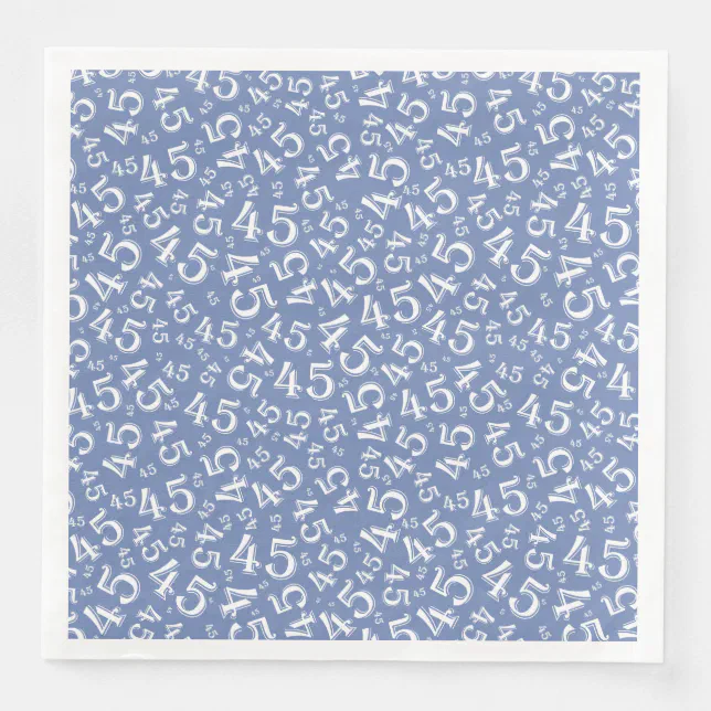 45th Age Random Number Pattern Blue/White Paper Dinner Napkins | Zazzle