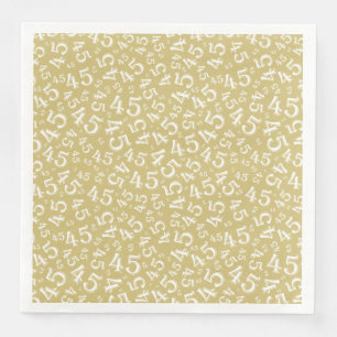 45th Age Random Number Pattern Gold/White Paper Dinner Napkins