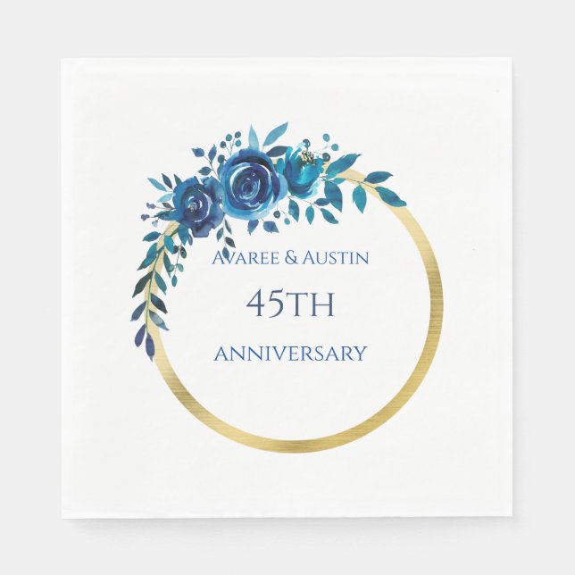 45th and 65th Sapphire Anniversary Paper  Napkins (Front)