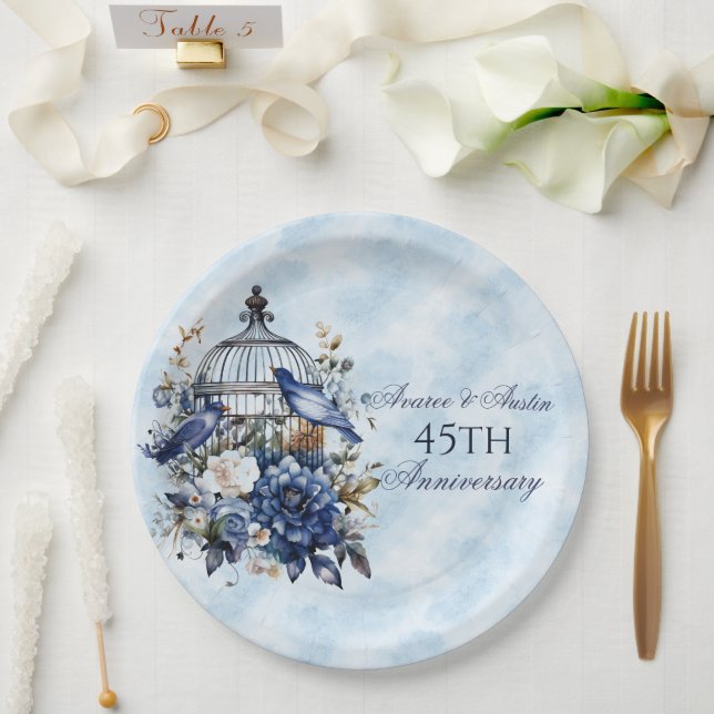 45th and 65th Sapphire Anniversary Paper Paper Plates (Wedding)