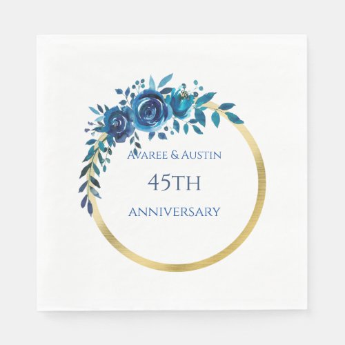 45th and 65th Sapphire Anniversary Paper Plate Napkins